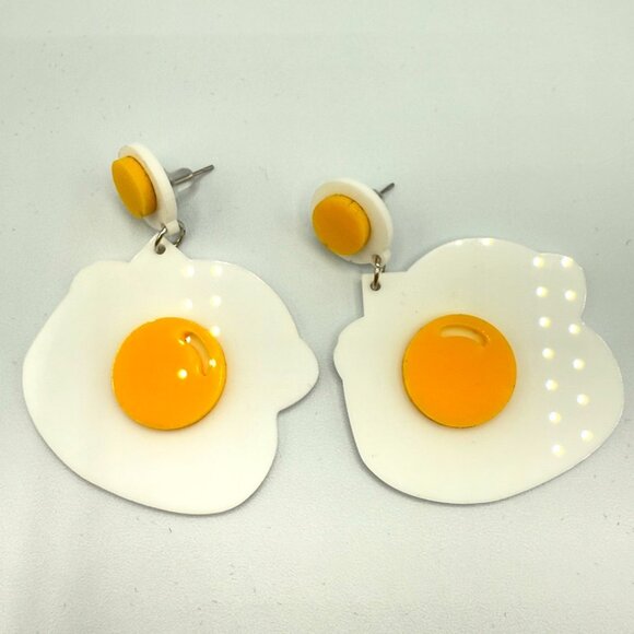 Fried Egg Earrings - Pierced Acrylic Earrings - Picture 1 of 8